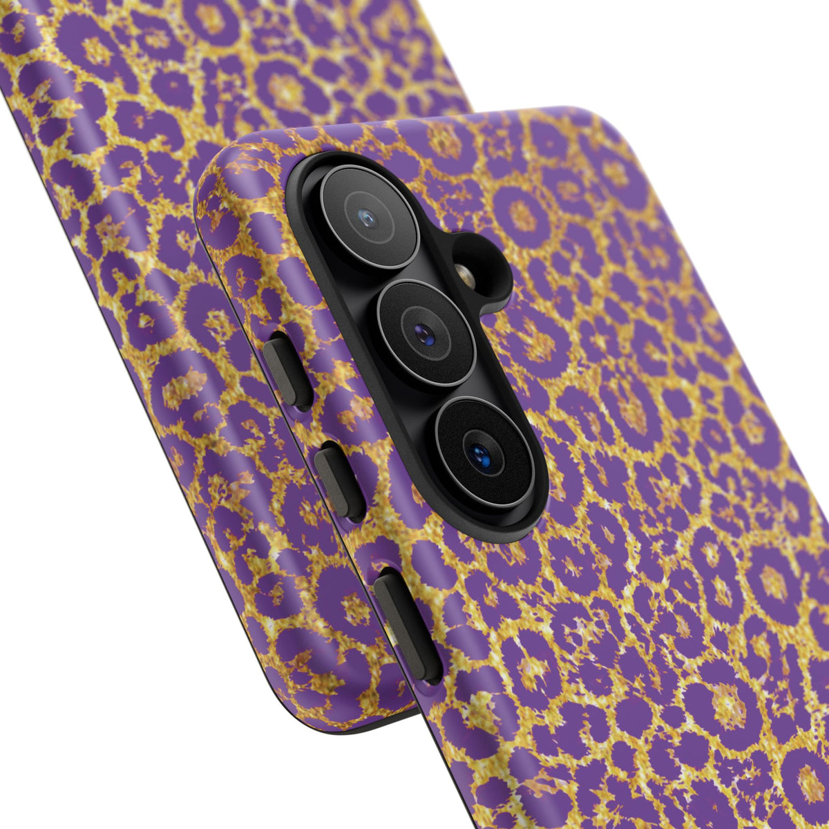 Purple Gold Leopard Tough Phone Case for iPhone, Galaxy, or Google Pixel