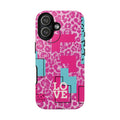 Retro Love Pink Leopard RG Tough Phone Case for iPhone, Galaxy, or Google Pixel