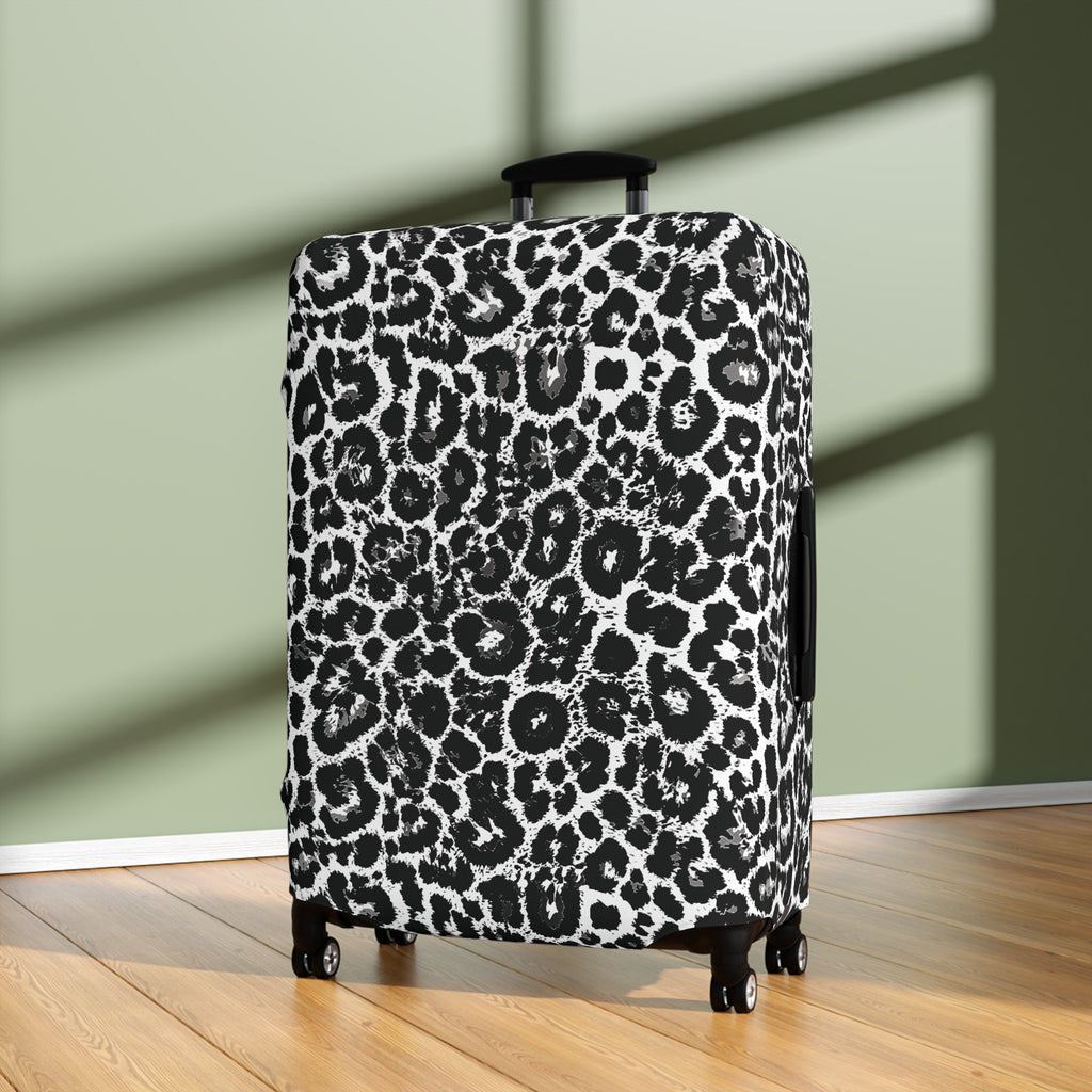 Leopard Print Black and White Luggage Cover