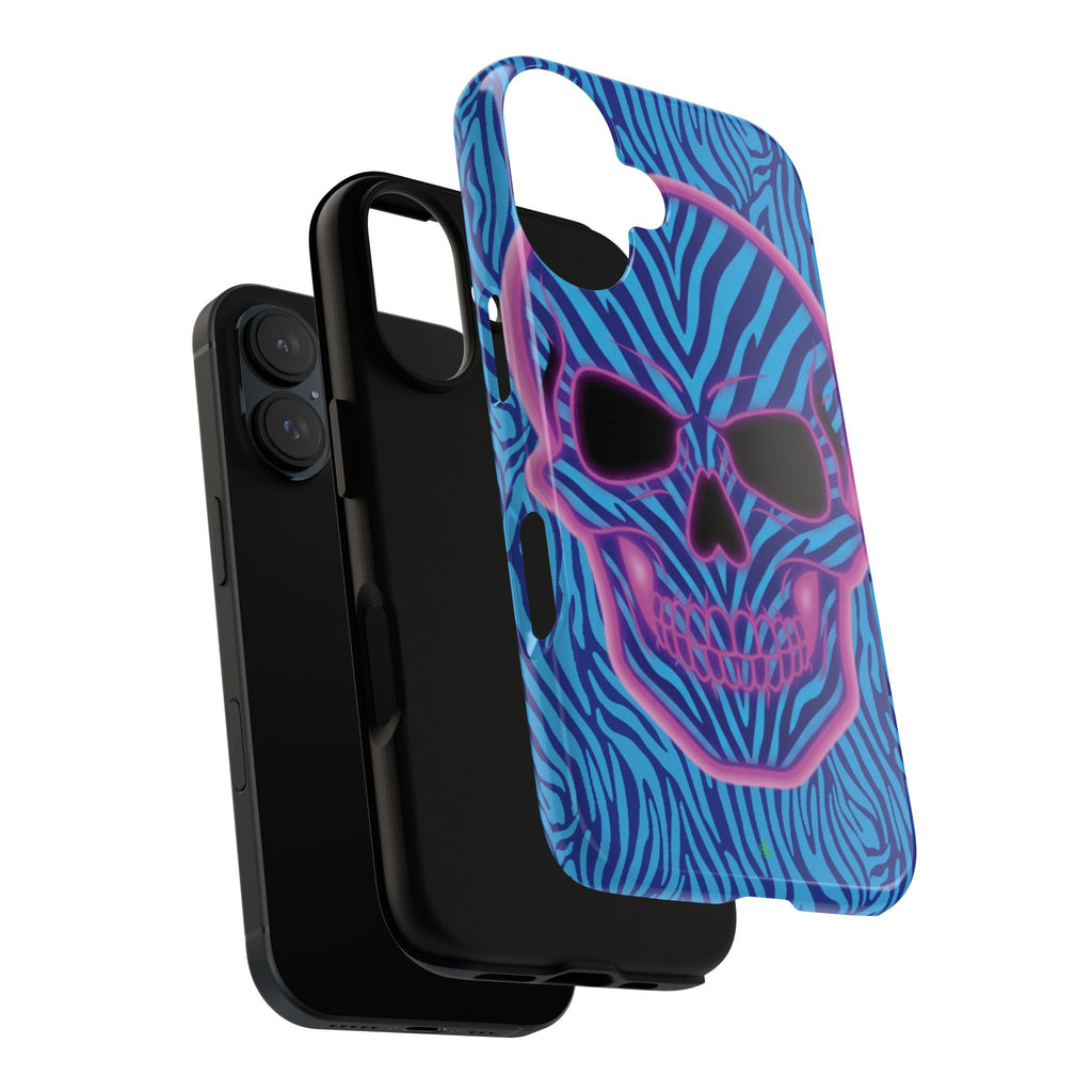 Neon Zebra Skull Tough Phone Case for iPhone, Galaxy, or Google Pixel