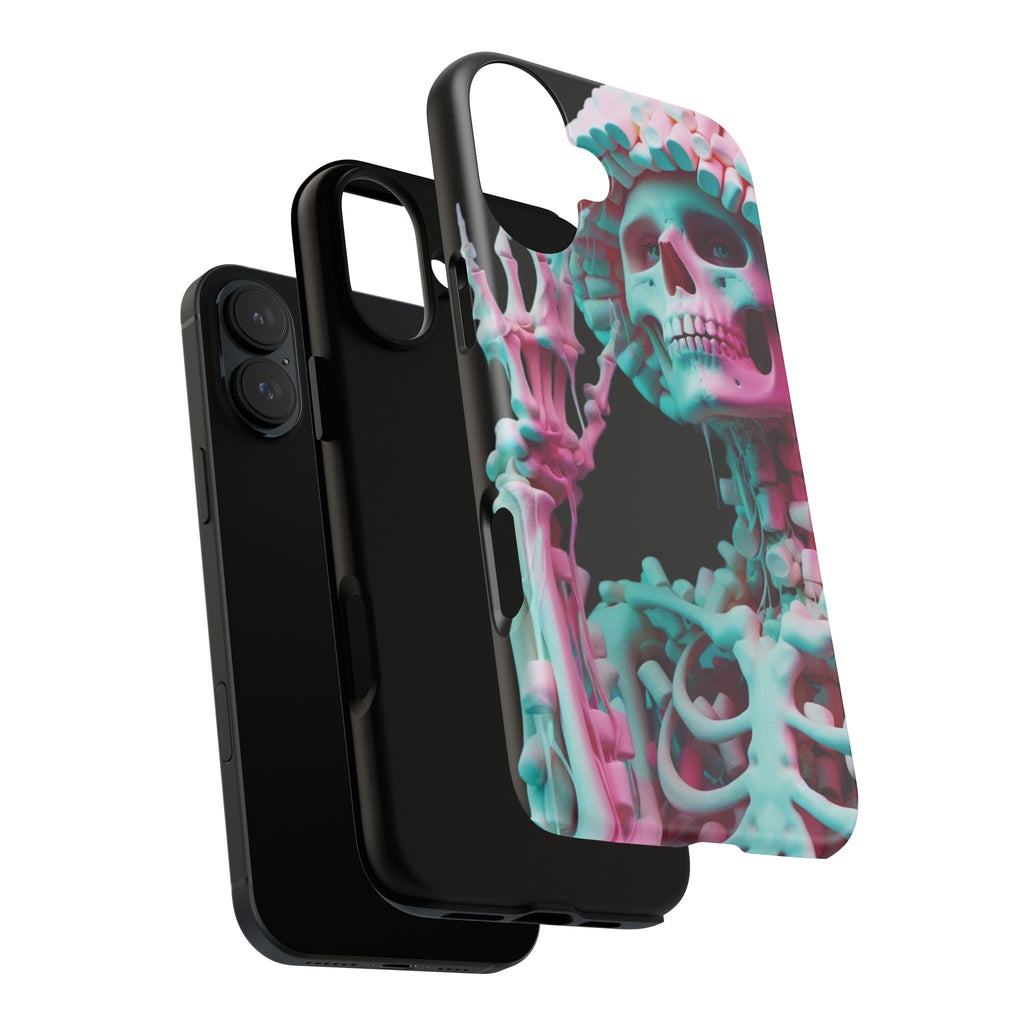 Neon Pink Skeleton (Black) Tough Phone Case for iPhone, Galaxy, or Google Pixel