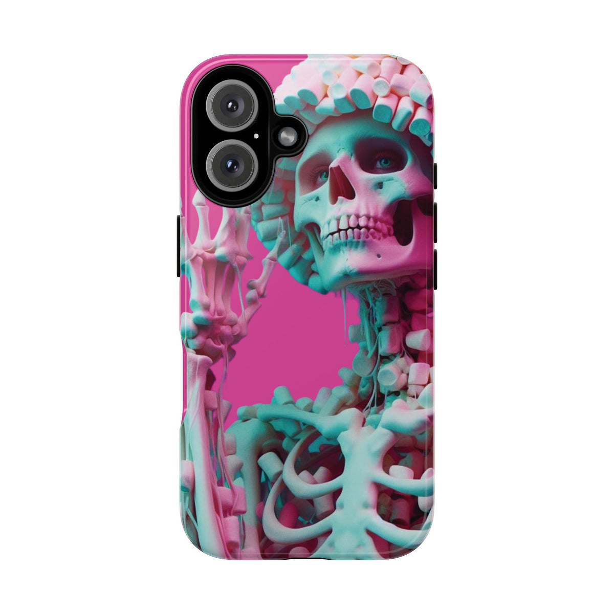 Neon Pink Skeleton Tough Phone Case for iPhone, Galaxy and Google Pixel