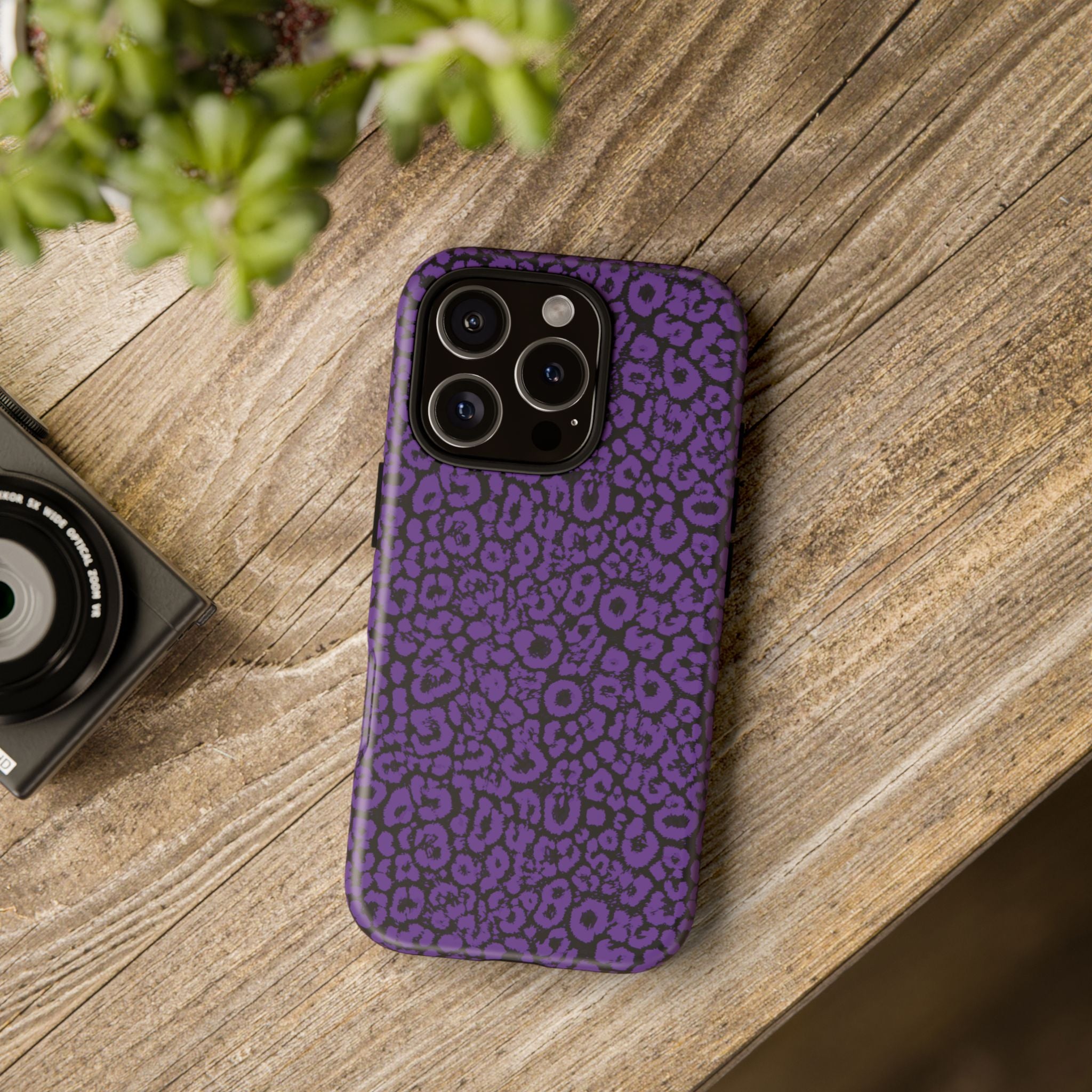 Purple Leopard Tough Case for iPhone, Galaxy or Google Pixel