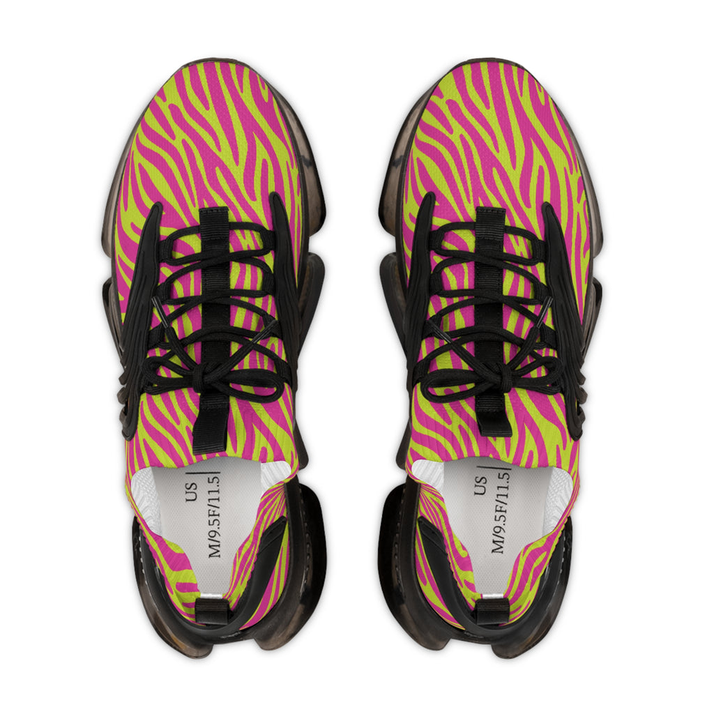 Neon Pink Lime Green Zebra Men's Mesh Sneakers