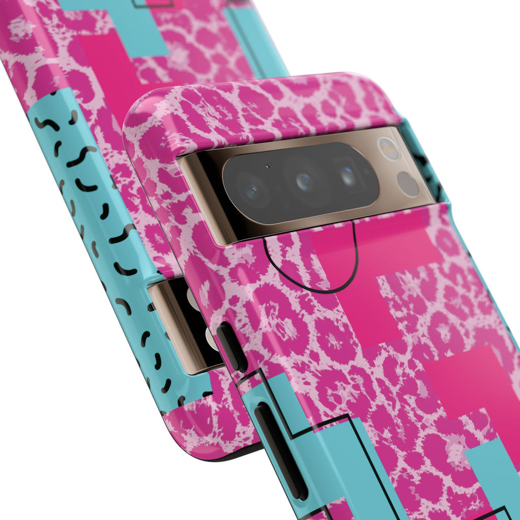Retro Love Pink Leopard RG Tough Phone Case for iPhone, Galaxy, or Google Pixel