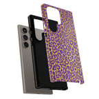 Purple Gold Leopard Tough Phone Case for iPhone, Galaxy, or Google Pixel