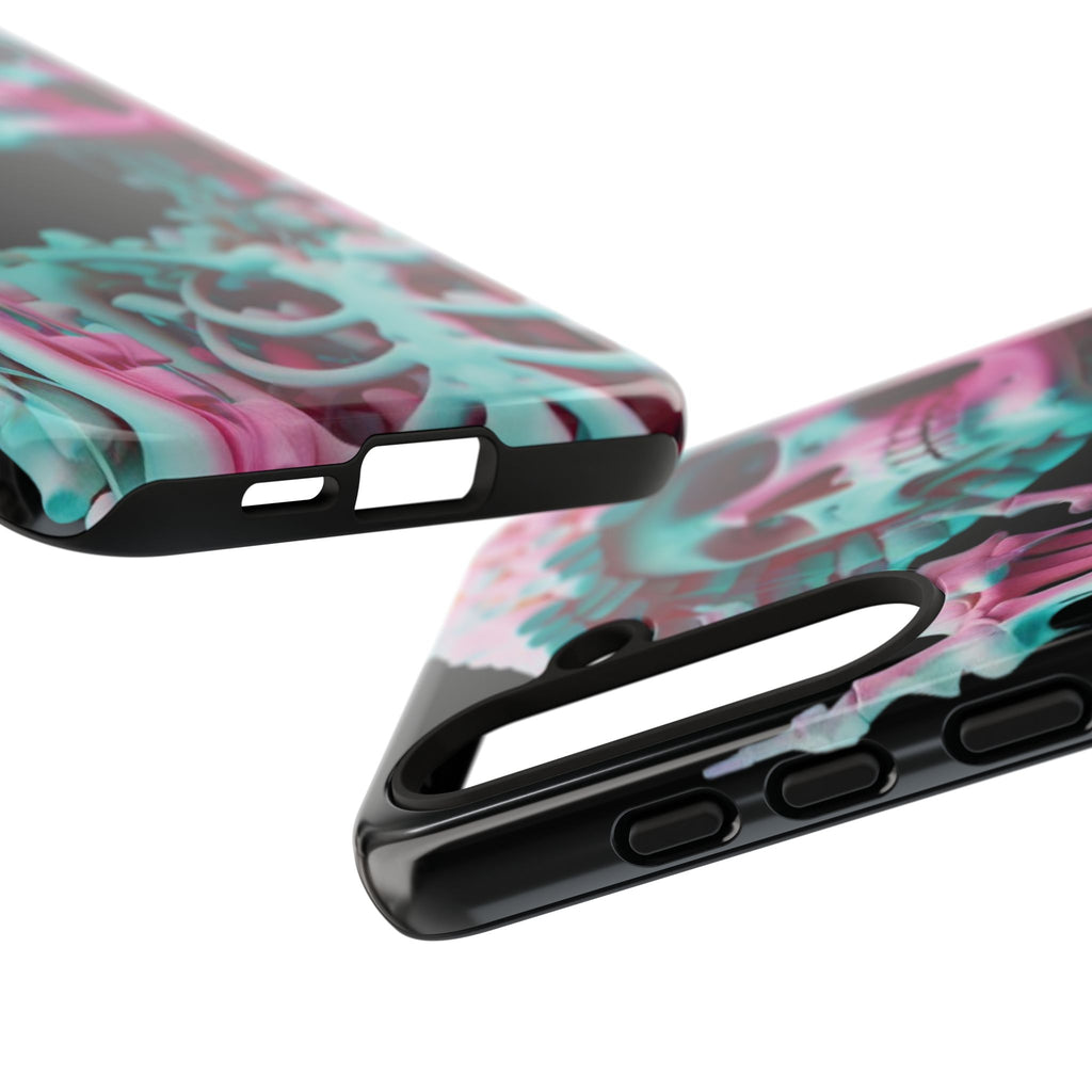 Neon Pink Skeleton (Black) Tough Phone Case for iPhone, Galaxy, or Google Pixel