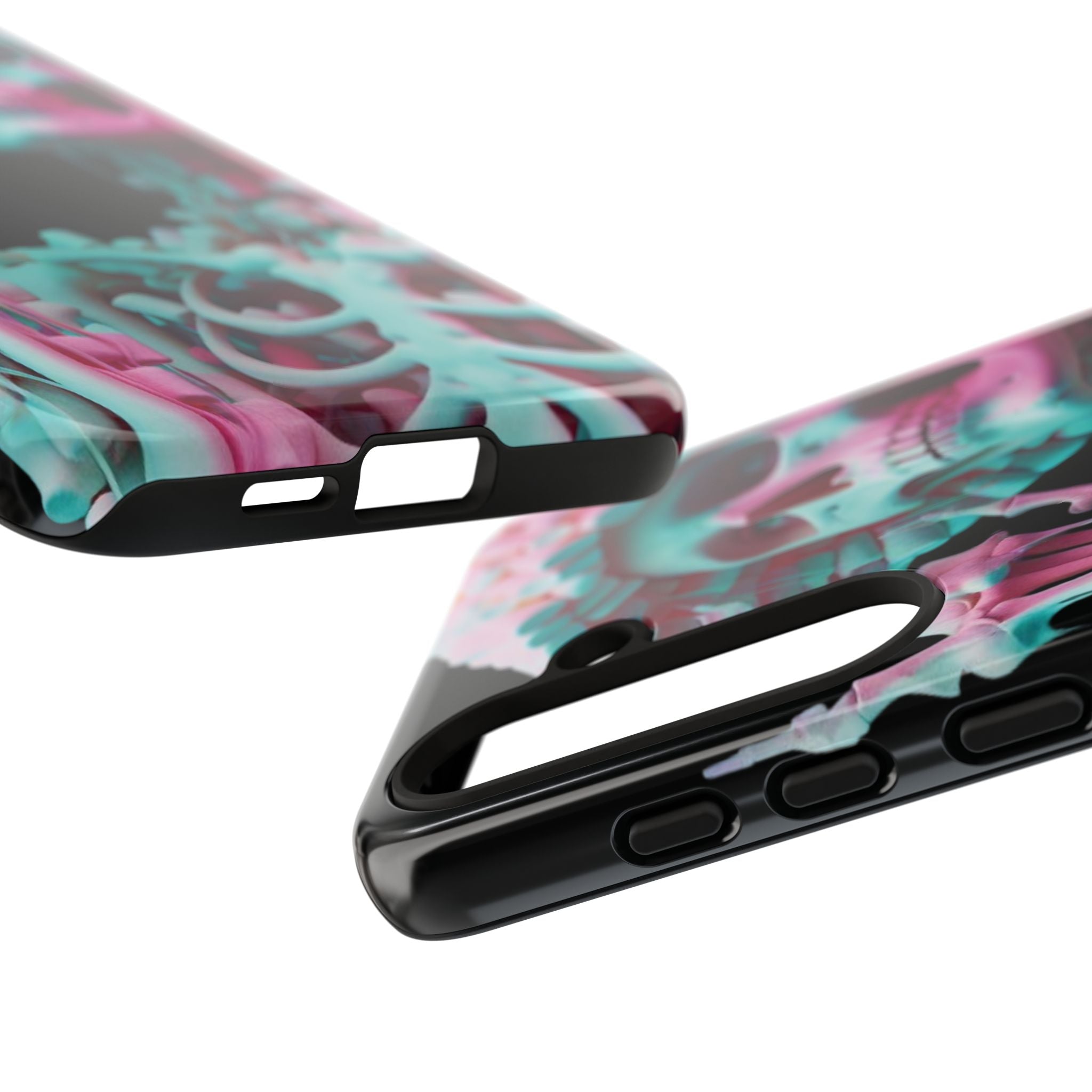 Neon Pink Skeleton (Black) Tough Phone Case for iPhone, Galaxy, or Google Pixel