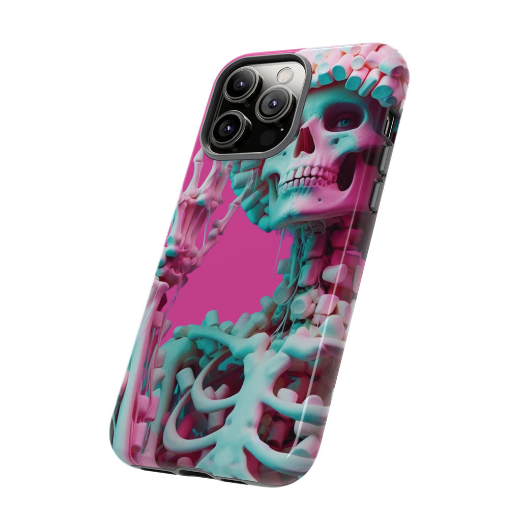 Neon Pink Skeleton Tough Phone Case for iPhone, Galaxy and Google Pixel