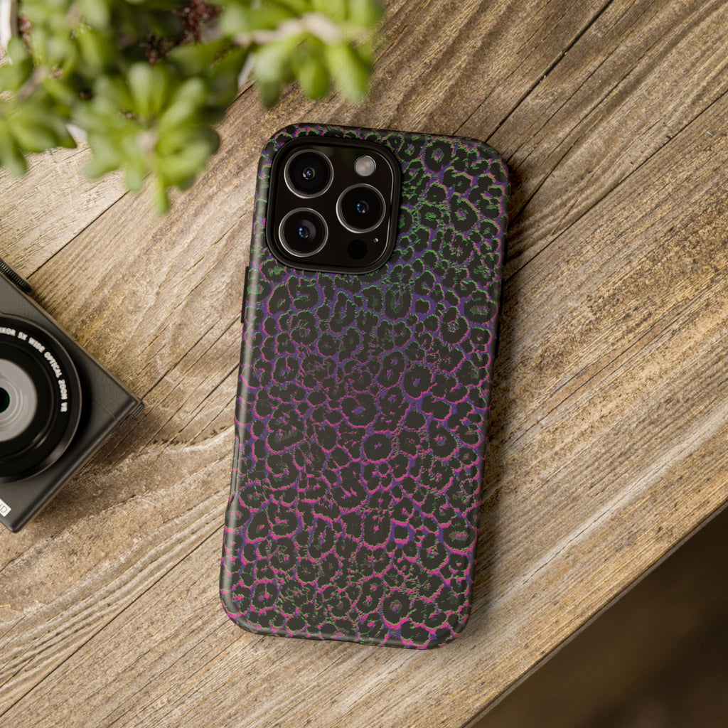 Colorful Leopard Tough Phone Case for iPhone, Galaxy, or Google Pixel