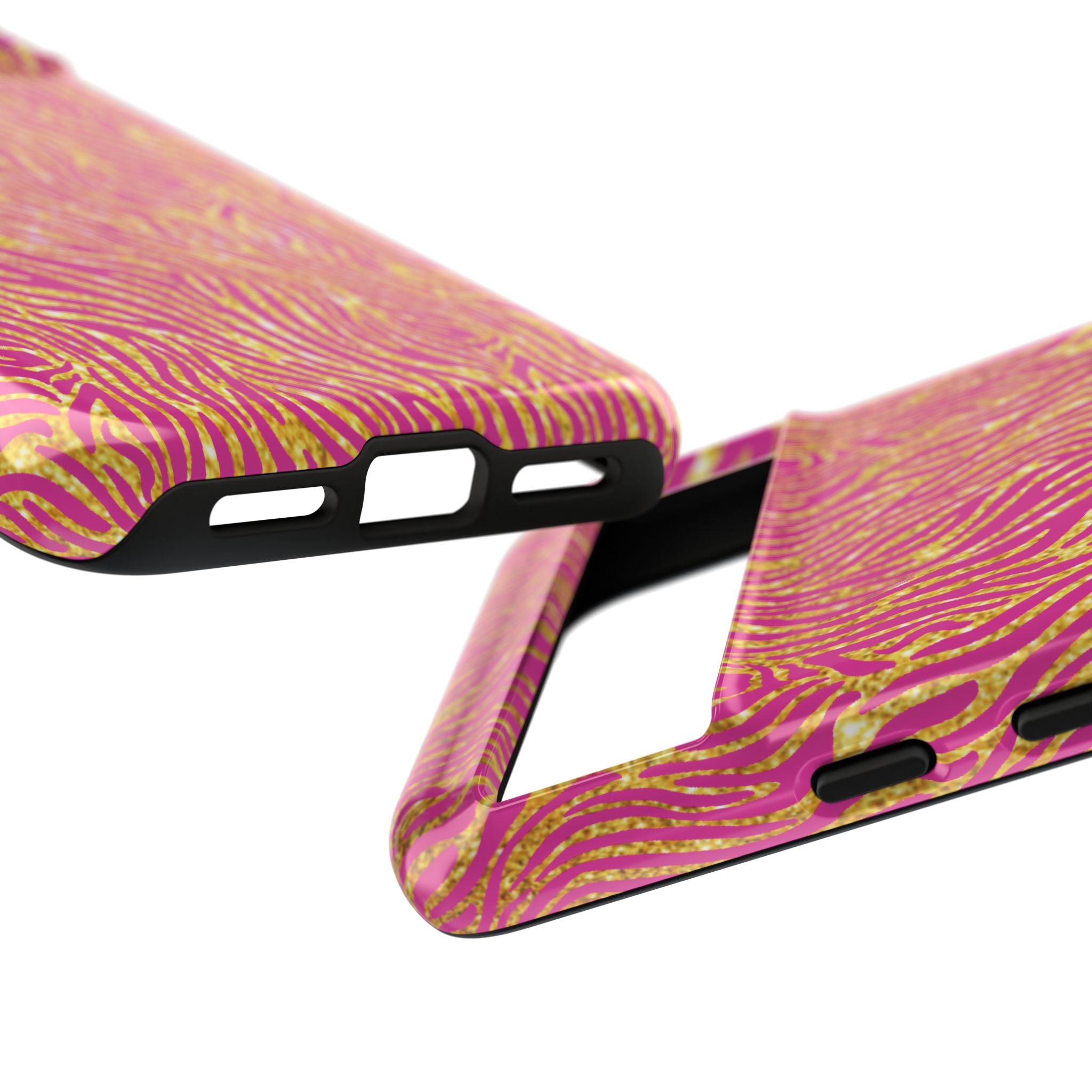 Pink Gold Zebra Print Tough Case for iPhone, Galaxy, or Google Pixel