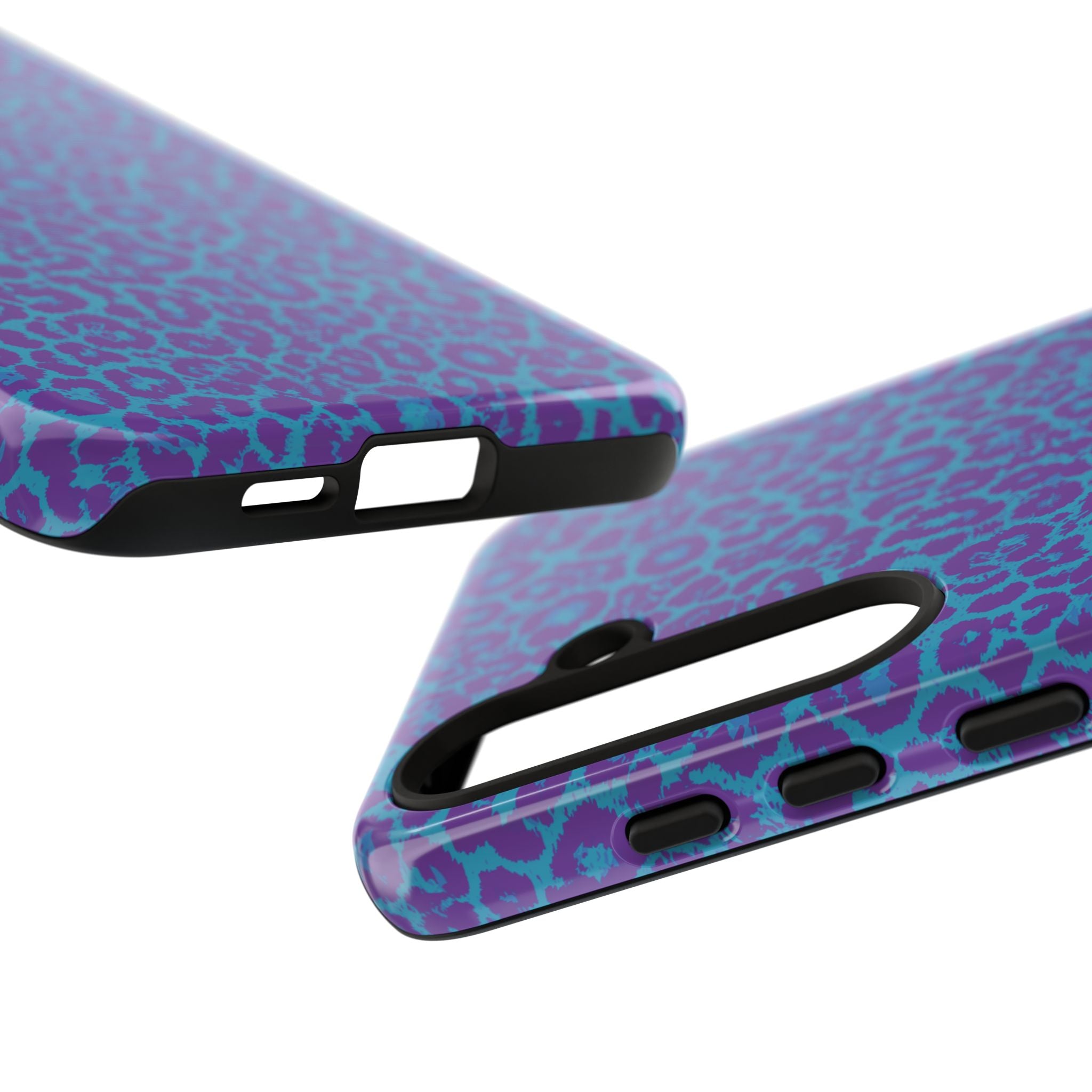 Leopard Printed Purple Blue Tough Phone Case for iPhone, Galaxy, or Google Pixel