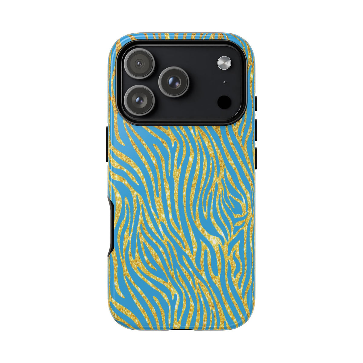 Blue Gold Zebra Tough Case for iPhone, Galaxy, or Google Pixel