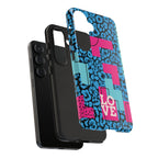 LOVE Blue Leopard 80s Vibe Tough Case for iPhone, Galaxy, or Google Pixel