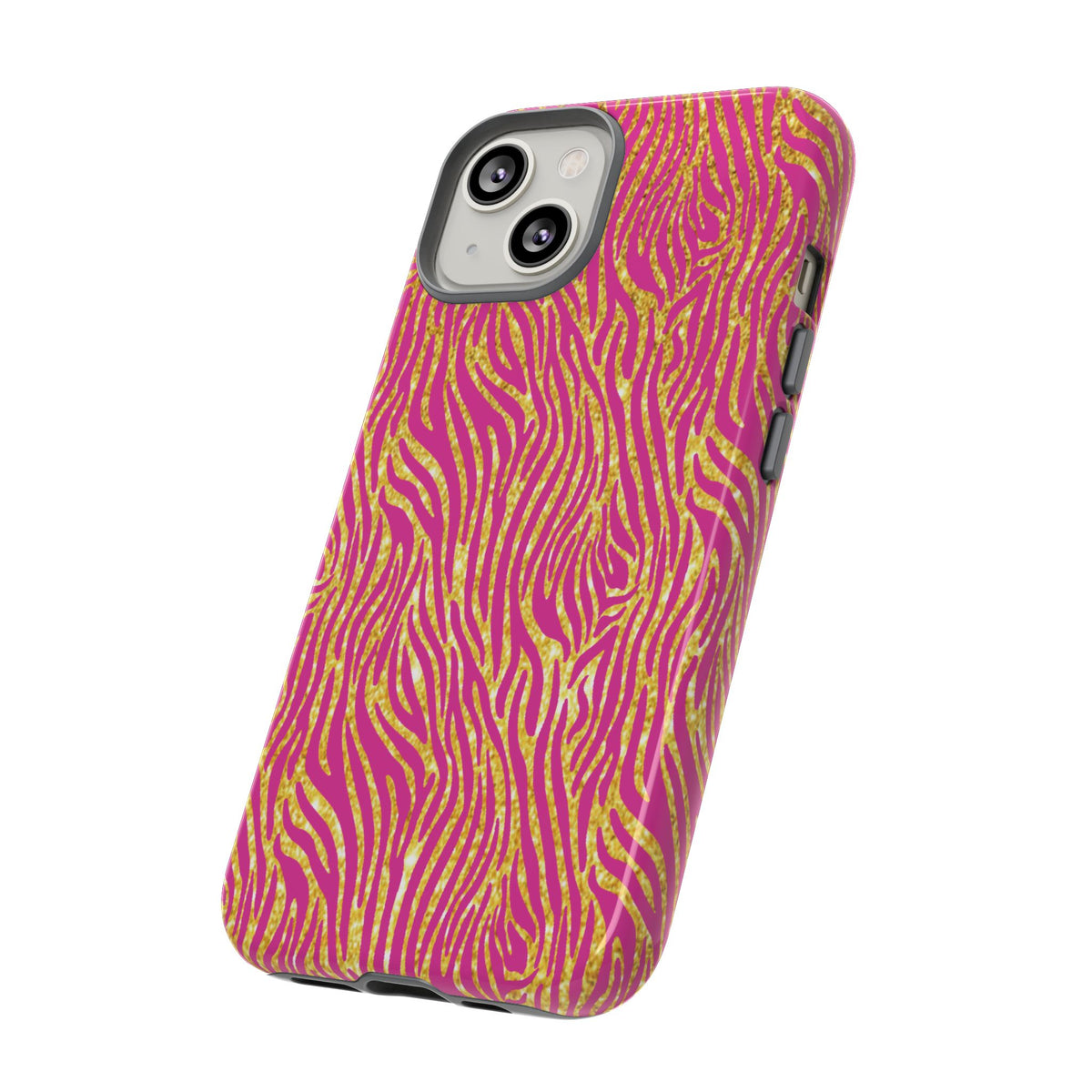 Pink Gold Zebra Print Tough Case for iPhone, Galaxy, or Google Pixel