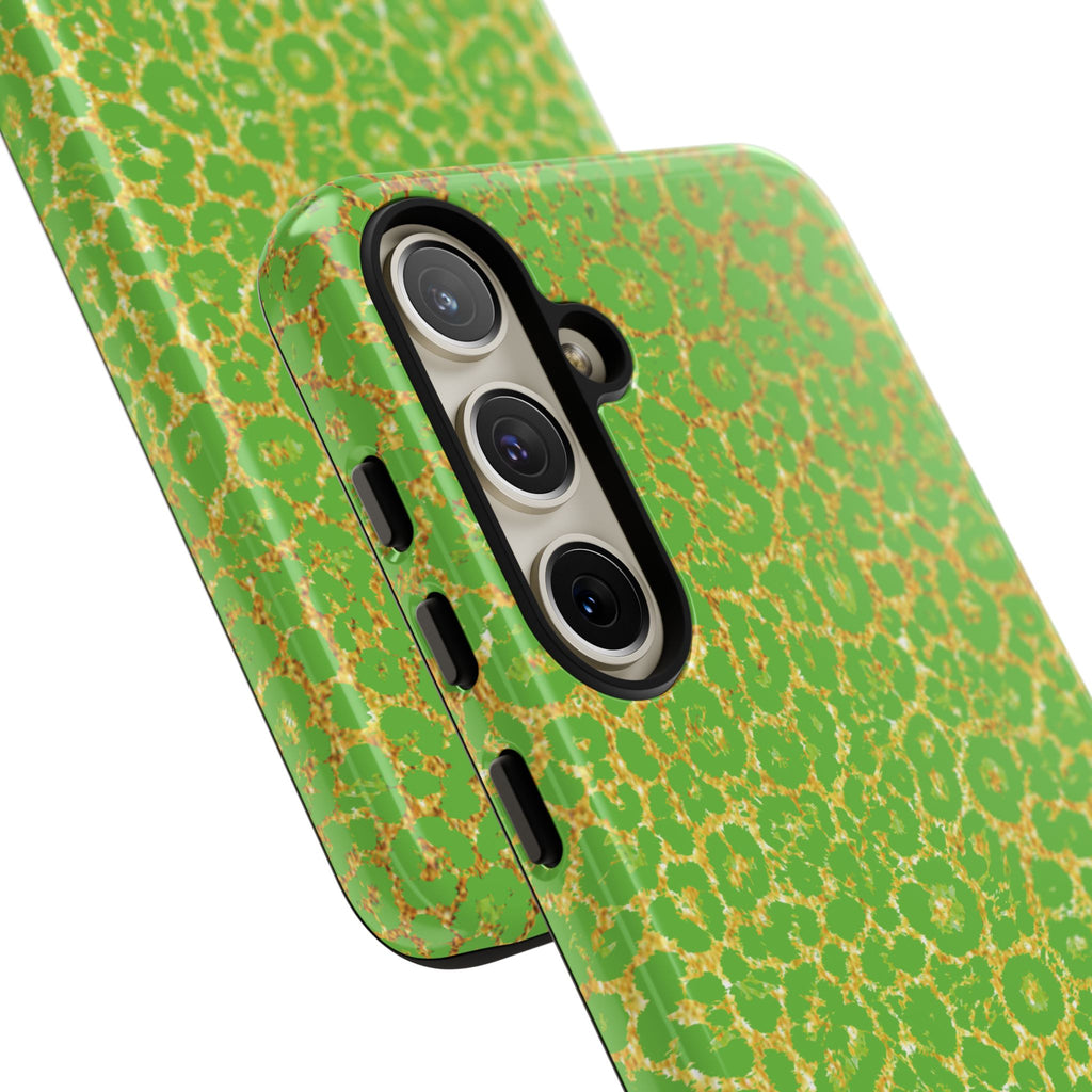Neon Green Gold Leopard Tough Phone Case iPhone, Galaxy, or Google Pixel