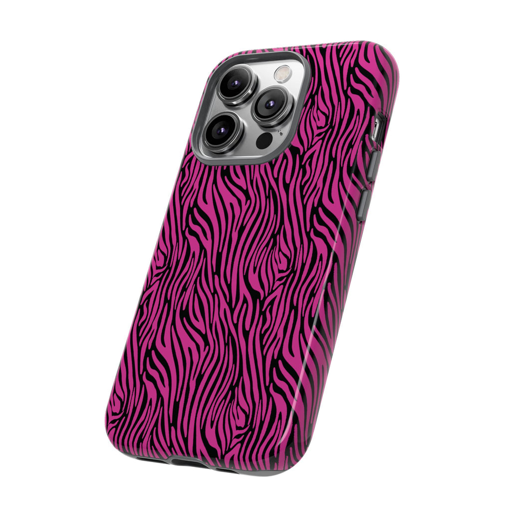Pink Zebra Tough Phone Case for iPhone, Galaxy, or Google Pixel