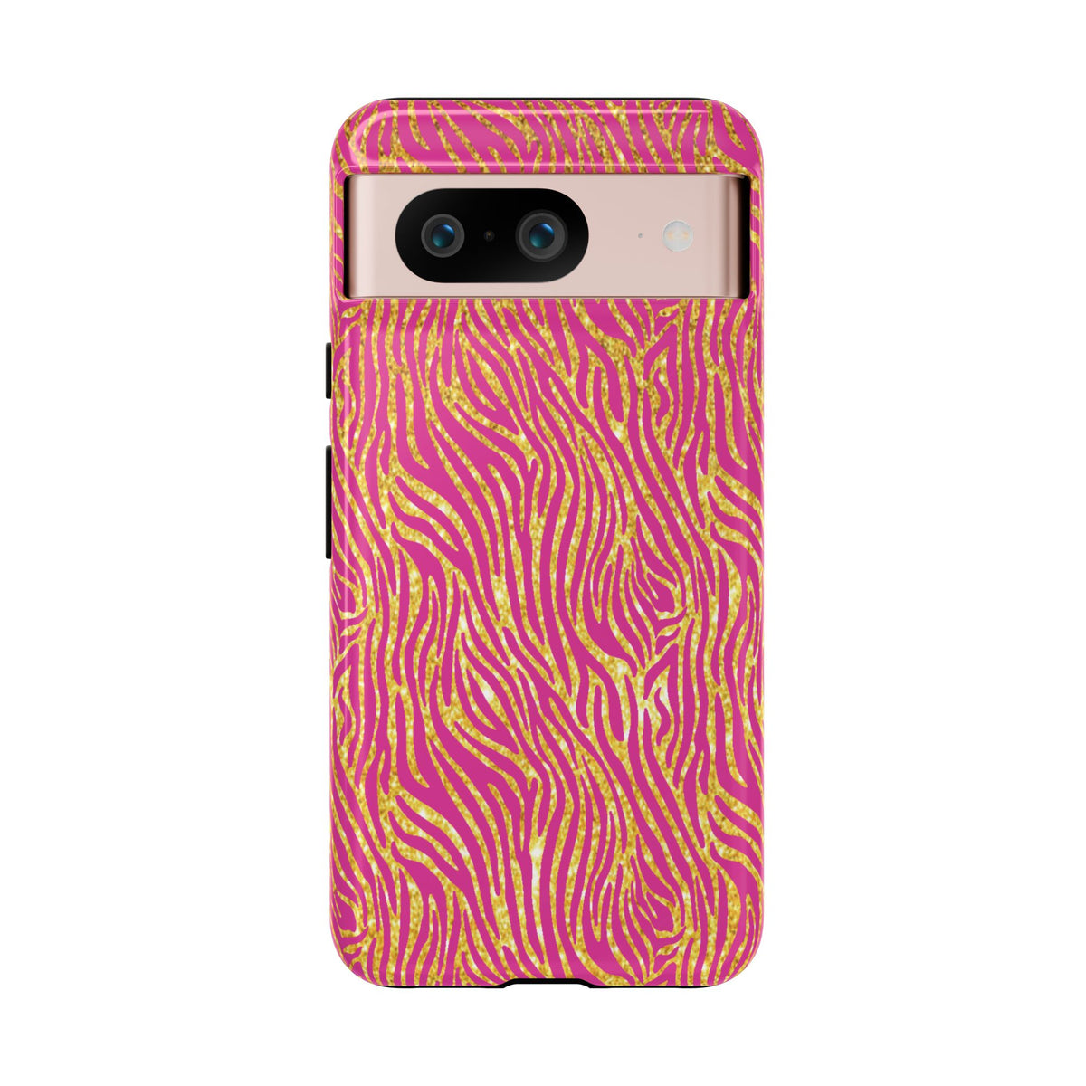 Pink Gold Zebra Print Tough Case for iPhone, Galaxy, or Google Pixel