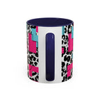 Retro Vibes Love Blocks Leopard Print Coffee Mug Kitchen Decor, Gift