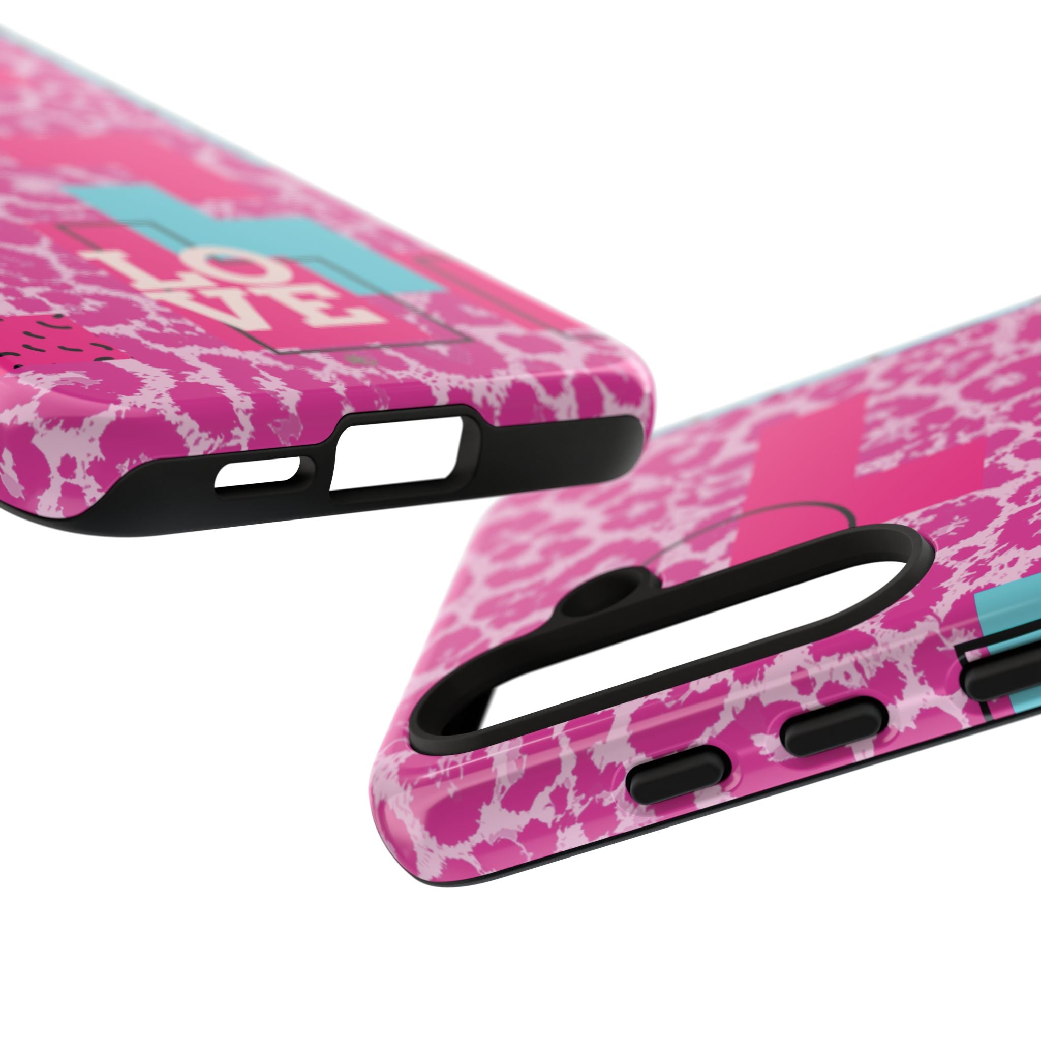 Retro Love Pink Leopard RG Tough Phone Case for iPhone, Galaxy, or Google Pixel