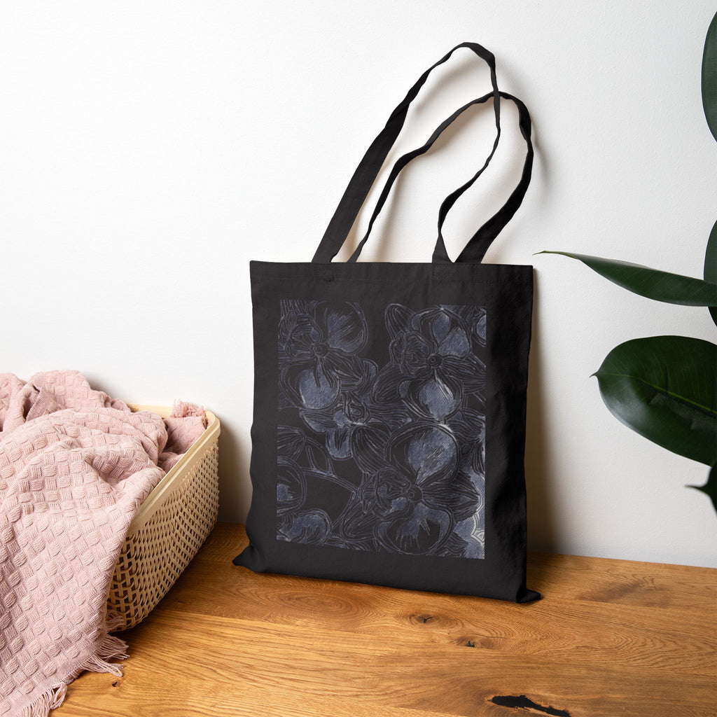 Orchids Print Cotton Canvas Tote Bag