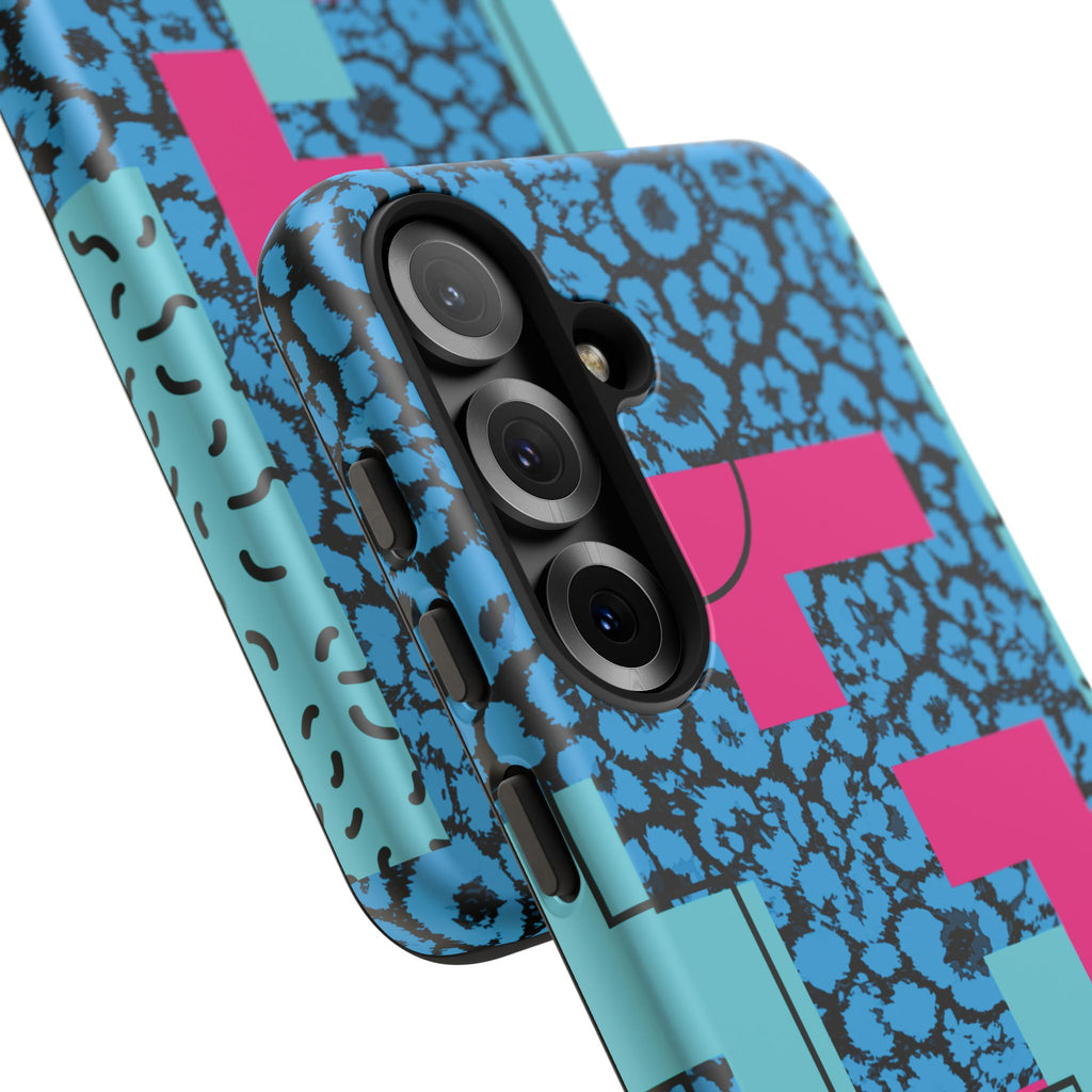 LOVE Blue Leopard 80s Vibe Tough Case for iPhone, Galaxy, or Google Pixel