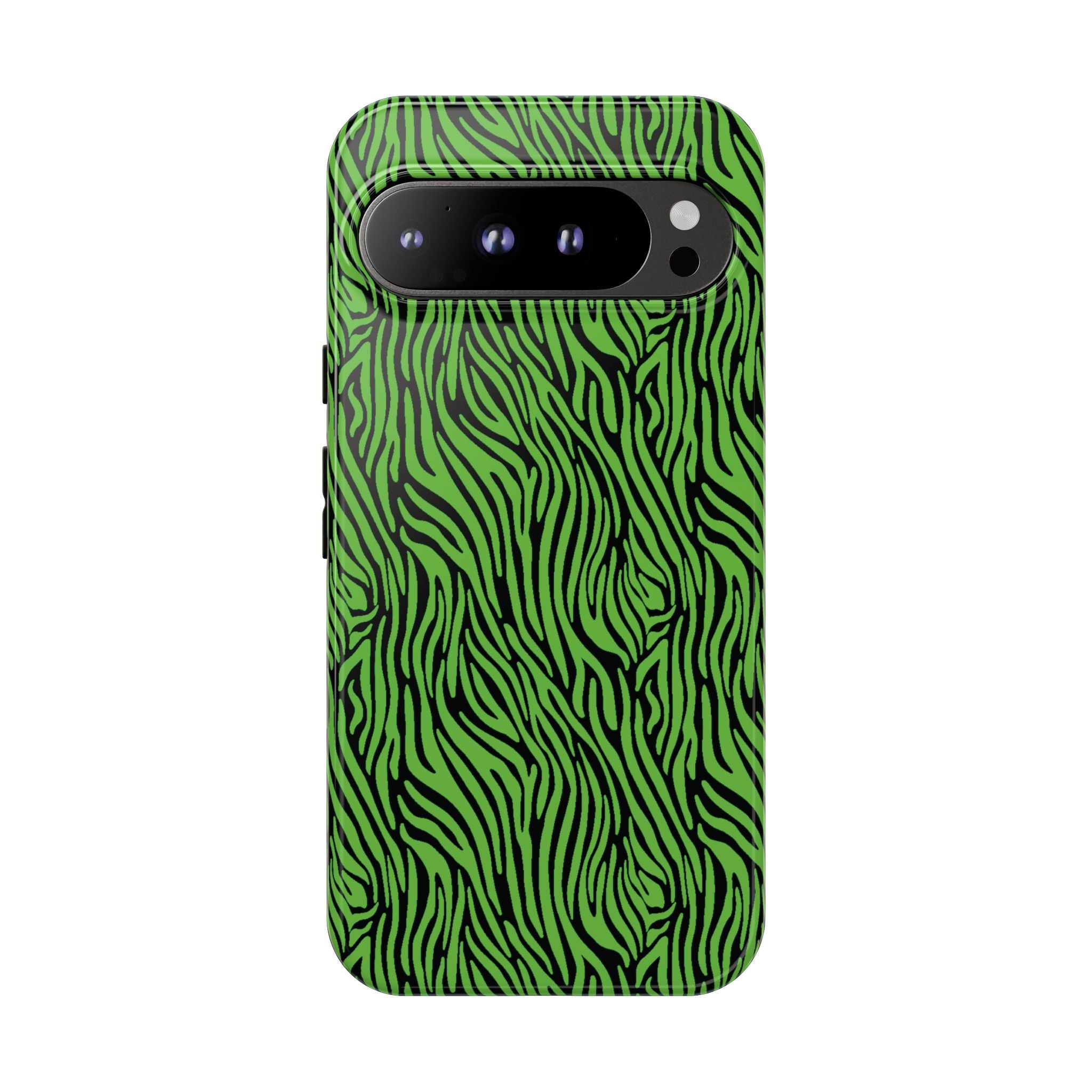 Neon Green Zebra Tough Phone Case iPhone, Galaxy, or Google Pixel