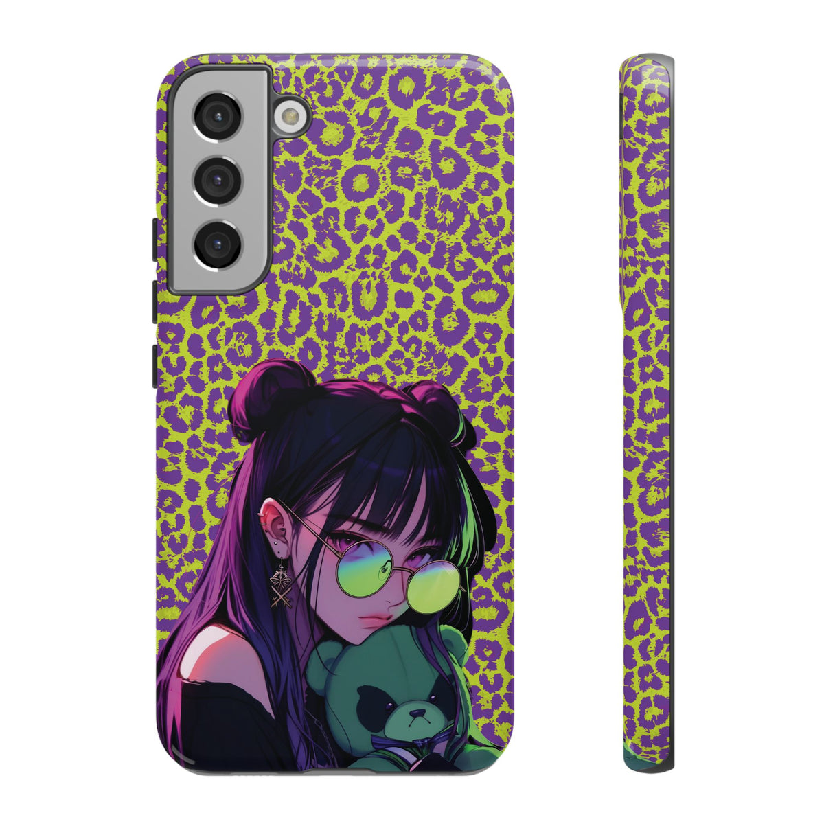 Purple Neon Lime Leopard Kz Tough Case for iPhone, Galaxy, or Google Pixel