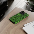 Neon Green Zebra Tough Phone Case iPhone, Galaxy, or Google Pixel