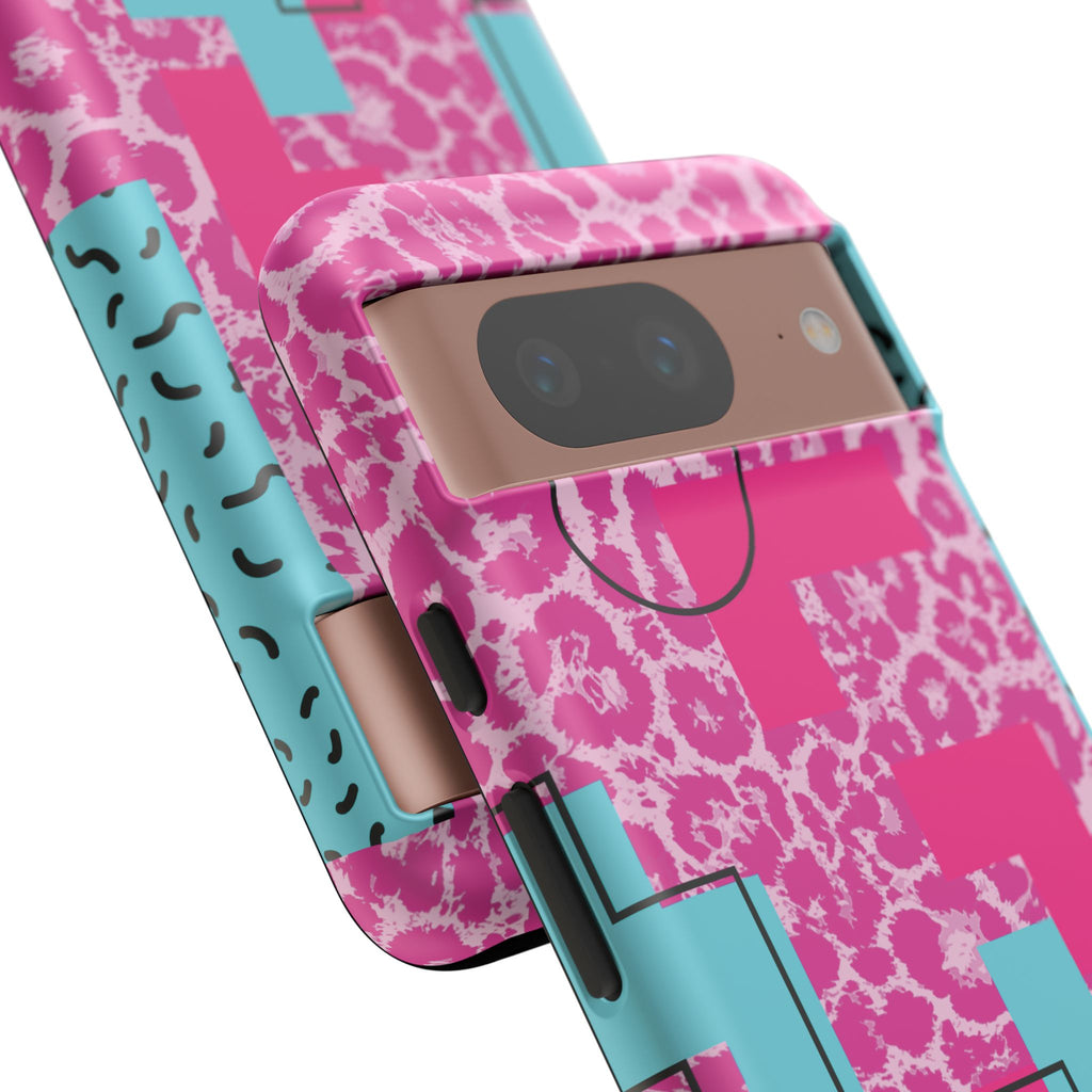 Retro Love Pink Leopard RG Tough Phone Case for iPhone, Galaxy, or Google Pixel
