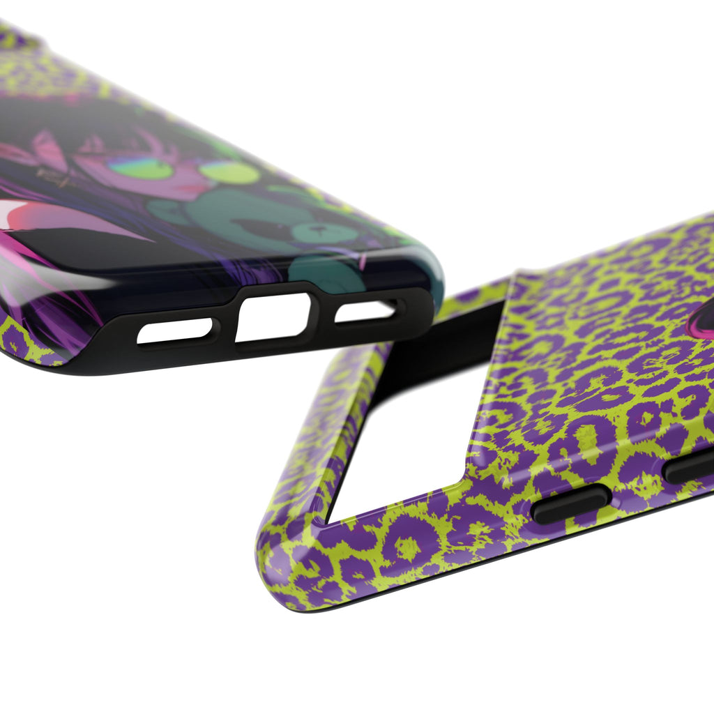 Purple Neon Lime Leopard Kz Tough Case for iPhone, Galaxy, or Google Pixel