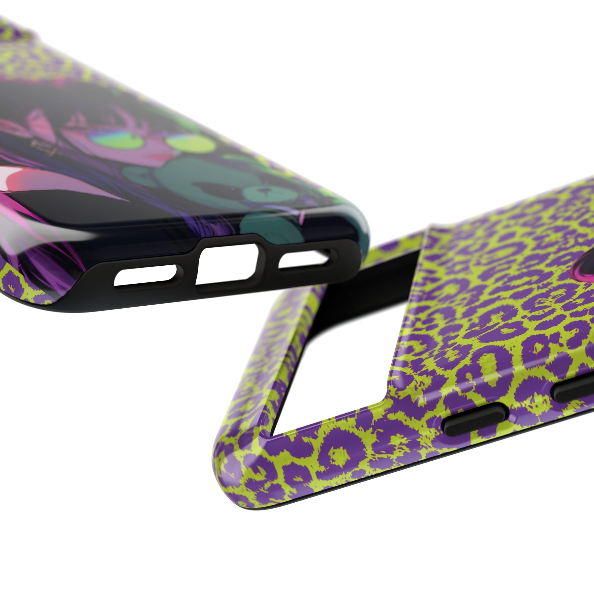 Purple Neon Lime Leopard Kz Tough Case for iPhone, Galaxy, or Google Pixel