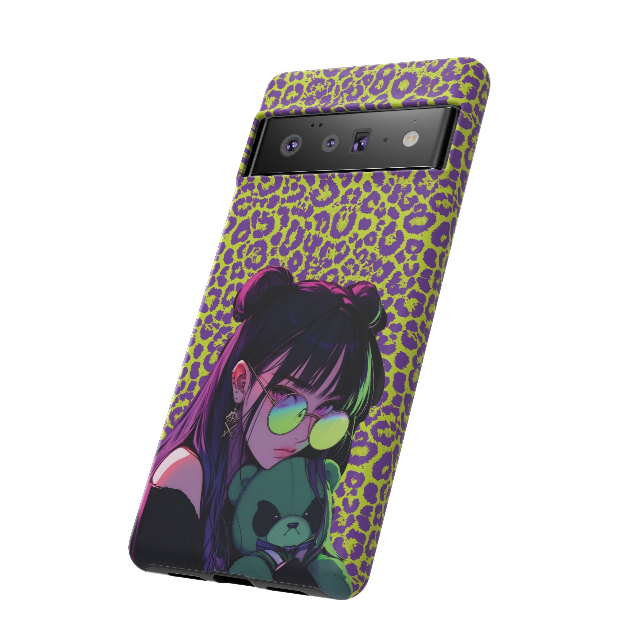 Purple Neon Lime Leopard Kz Tough Case for iPhone, Galaxy, or Google Pixel