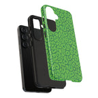 Neon Green Leopard Tough Phone Case for iPhone, Galaxy, or Google Pixel