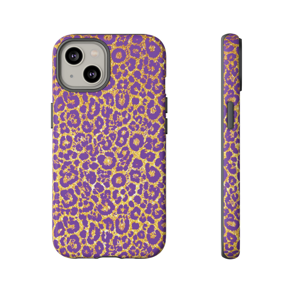 Purple Gold Leopard Tough Phone Case for iPhone, Galaxy, or Google Pixel