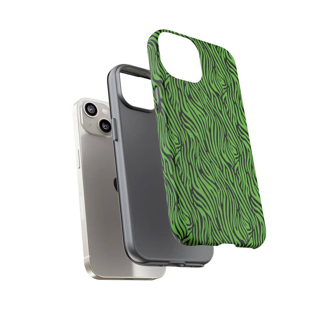 Neon Green Zebra Tough Phone Case iPhone, Galaxy, or Google Pixel