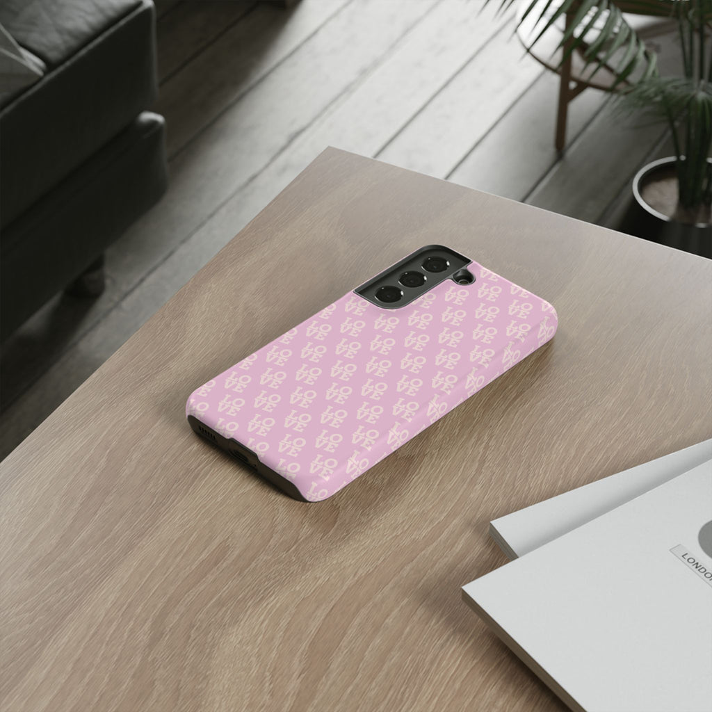 LOVE Pink Tough Phone Case for iPhone, Galaxy, or Google Pixel