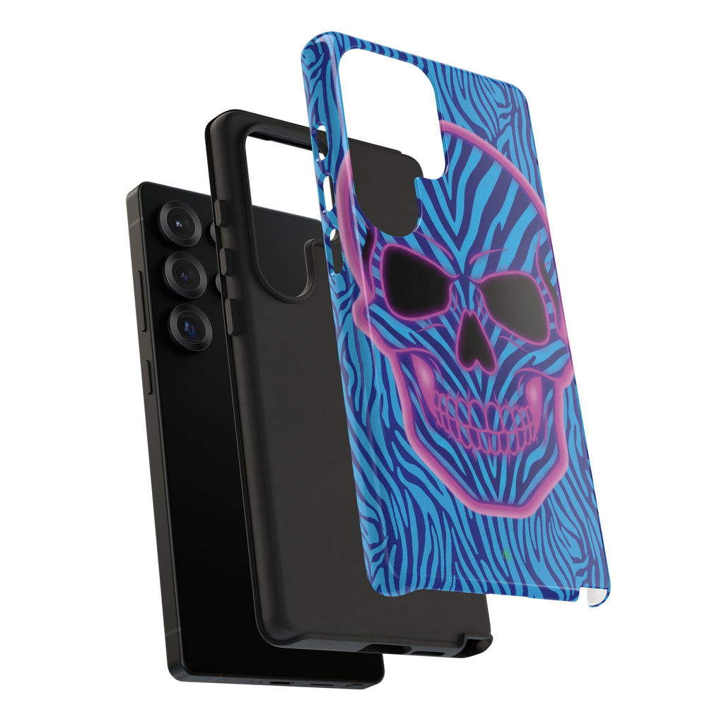 Neon Zebra Skull Tough Phone Case for iPhone, Galaxy, or Google Pixel