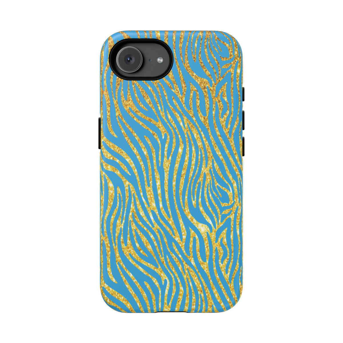 Blue Gold Zebra Tough Case for iPhone, Galaxy, or Google Pixel