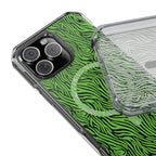 Neon Green Zebra Magnetic iPhone 14, 15, 16 Series Clear Impact Cases