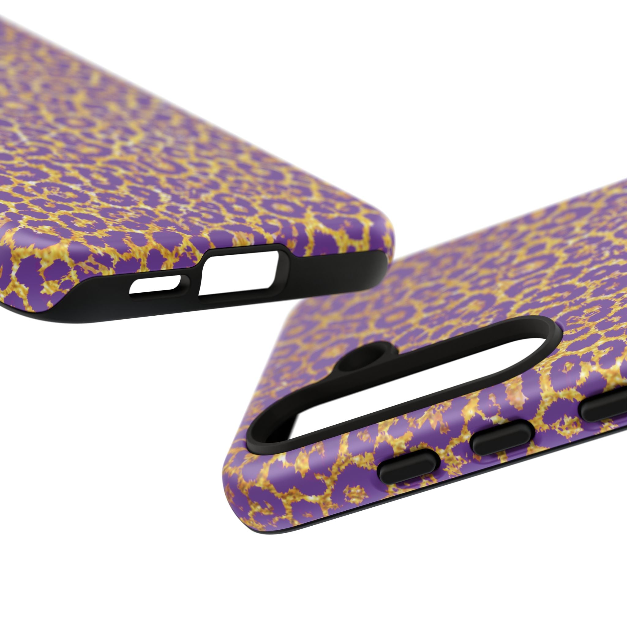 Purple Gold Leopard Tough Phone Case for iPhone, Galaxy, or Google Pixel