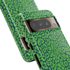 Blue Neon Green  Leopard Tough Phone Case for iPhone, Galaxy, or Google Pixel