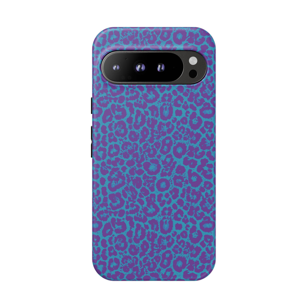 Leopard Printed Purple Blue Tough Phone Case for iPhone, Galaxy, or Google Pixel