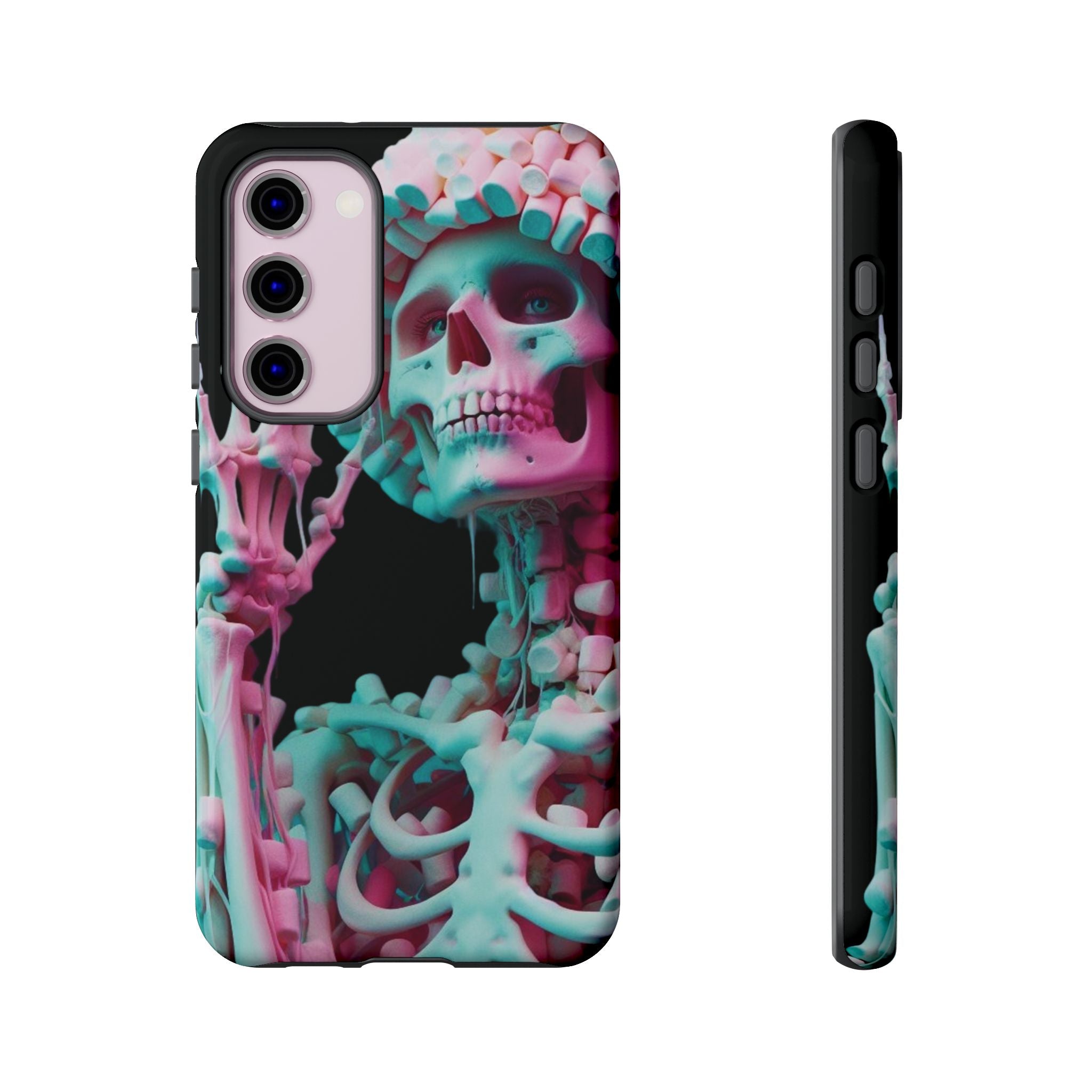 Neon Pink Skeleton (Black) Tough Phone Case for iPhone, Galaxy, or Google Pixel
