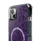 Purple Zebra Magnetic iPhone 14, 15, 16 Series Clear Impact Cases