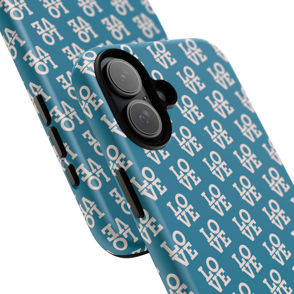 LOVE Teal Green Tough Phone Case iPhone, Galaxy, or Google Pixel
