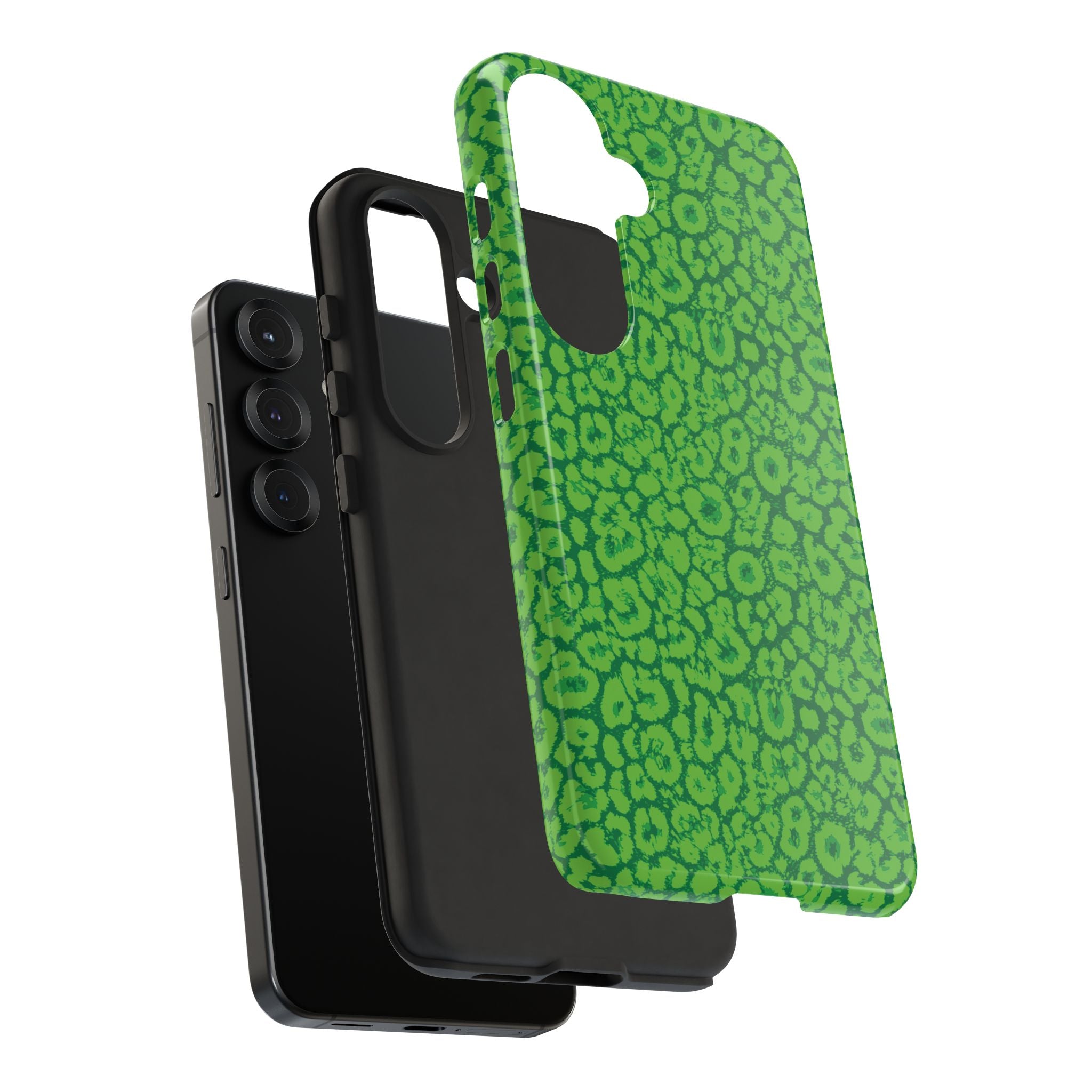 Neon Green Leopard Tough Phone Case for iPhone, Galaxy, or Google Pixel