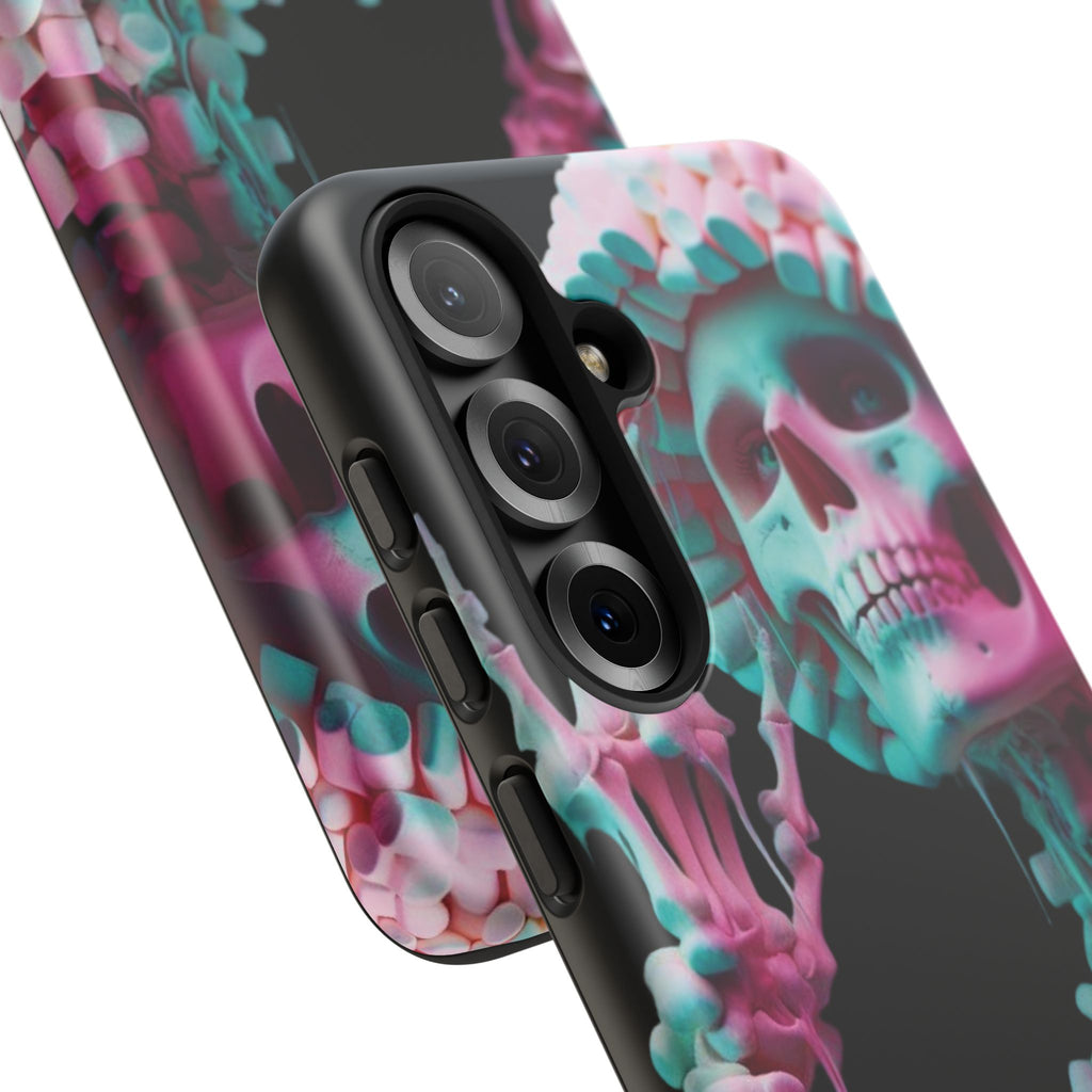 Neon Pink Skeleton (Black) Tough Phone Case for iPhone, Galaxy, or Google Pixel