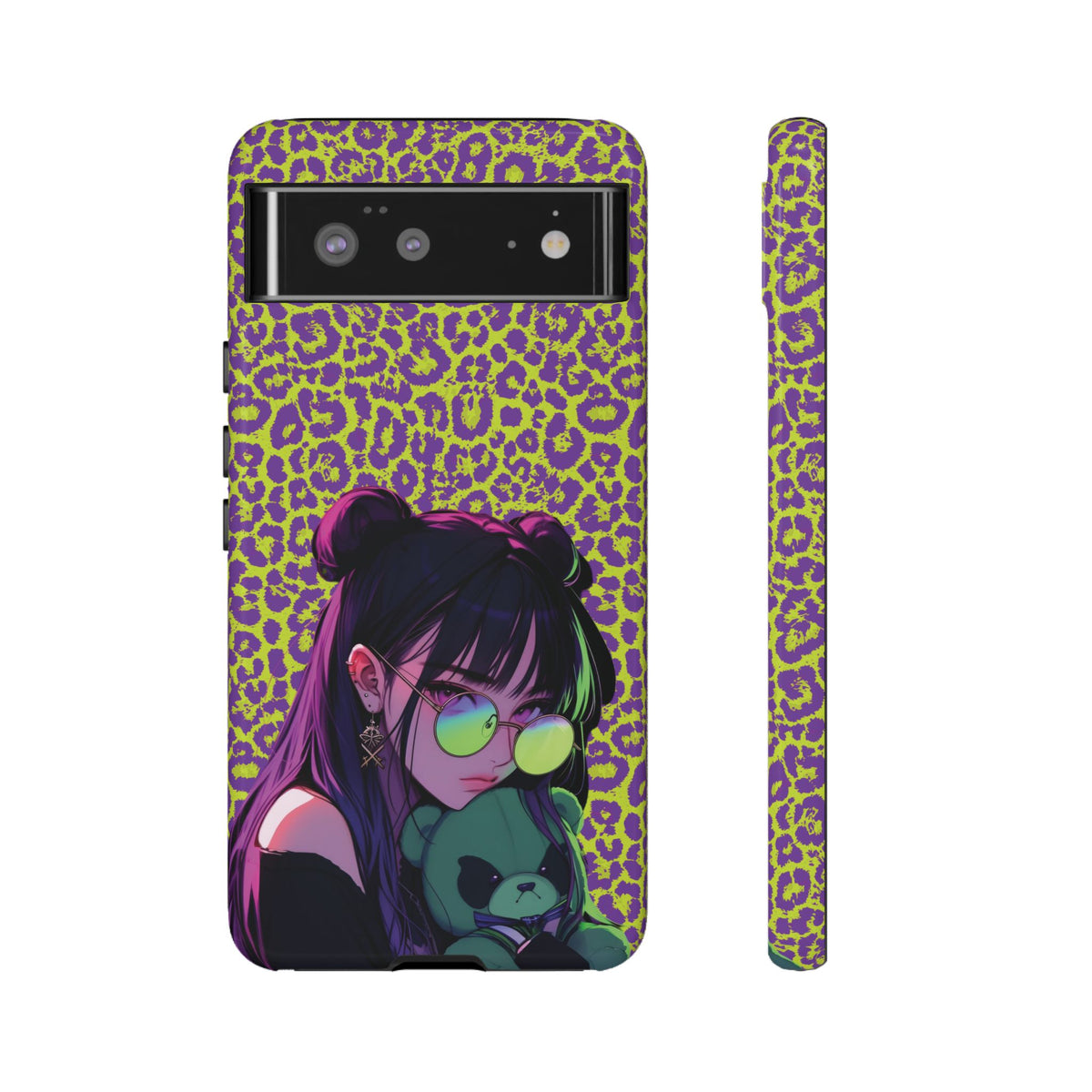 Purple Neon Lime Leopard Kz Tough Case for iPhone, Galaxy, or Google Pixel