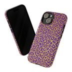 Purple Gold Leopard Tough Phone Case for iPhone, Galaxy, or Google Pixel
